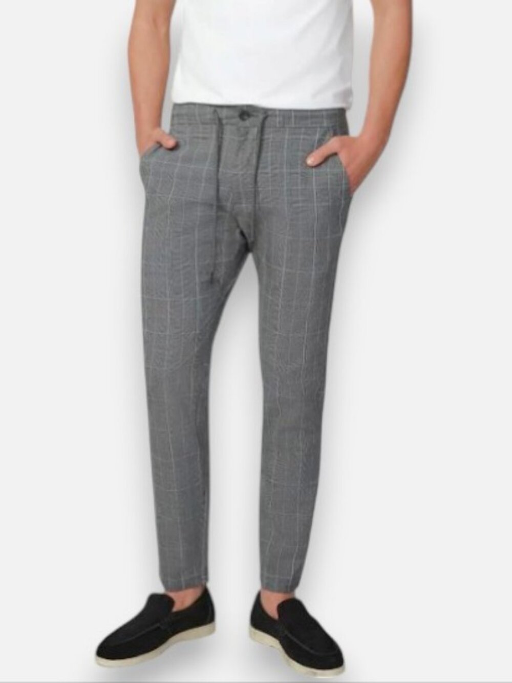 Projek Raw drawstring Bungee plaid chino pants grey men's size 32